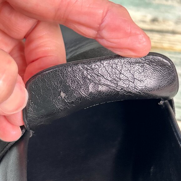 Via Spiga Loafer Womens 7.5M Black Leather Dress Comfort Shoe Wedge Heel Slip On - Picture 8 of 12